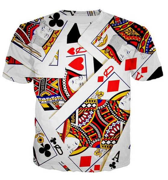 

new fashion mens / womans poker cards shirt summer style funny 3d print casual t-shirt plus size t0177, White;black