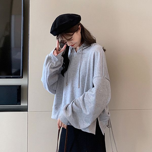 

long sleeve casual black hooded loose women spring autumn loose crop harajuku style sweatshirts fashion brand hoodies