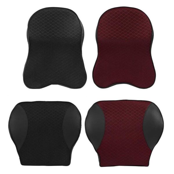 

auto car interior accessories car seat support pillow memory foam pu leather headrest neck rest pillow waist lumbar back cushion