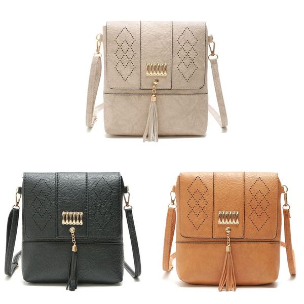 

women leather hollow out cover tassel shoulder crossbody bag tote satchel purse