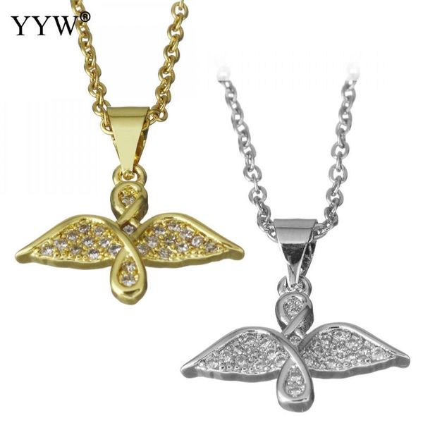 

silver color/gold color plated necklaces women wing shape crystal stainless steel long oval chain necklace ladis fashion jewelry