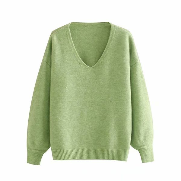 

sd60-9213 european and american fashion lantern sleeve v-neck sweater, White;black