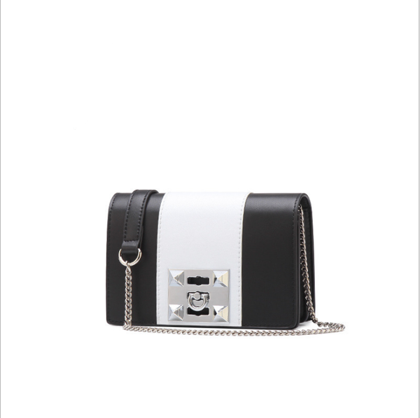 

2020 new womens bag leather lock buckle bag shoulder diagonal collision color small square bag