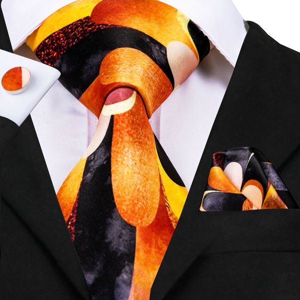 

hi-tie новый новинка желтый принт галстук бренд дизайн цвета шаблон галстук запонки hanky ​​набор для человека свадьба галстук набор n-3096, Black;blue