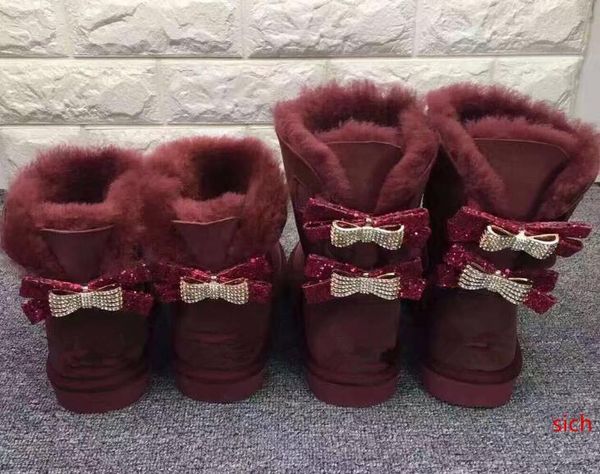 

бесплатная доставка австралия wgg single double diamond snow boots женский зимний кожаный лук горный хрусталь корона теплая толстая хлопчато