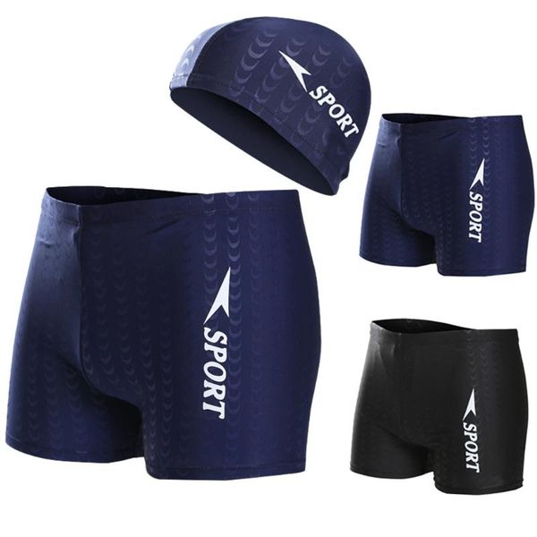 

2020 mens shorts men's stripe nylon breathable bulge briefs swimming trunks swim cap suit running shorts