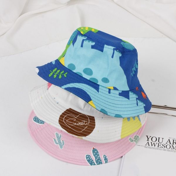 

baby summer accessories sweet girls kids hat beach sun protect caps print bucket hats toddler pgraphy props 3-6t, Yellow