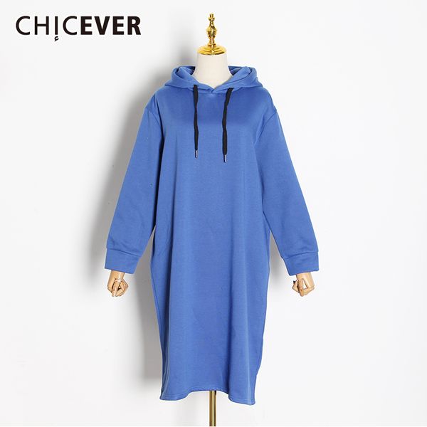 

chicever casual lace up dress for women hooded long sleeve oversize loose midi dresses female autumn clothes 2019 fashion new, Black;gray