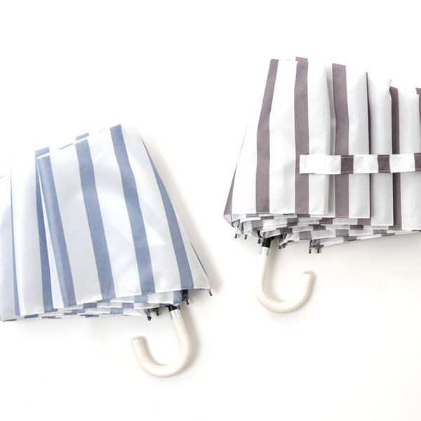 

striped tri-fold umbrella folding sun umbrella anti-uv sun sunscreen rain gear