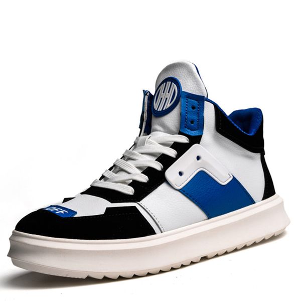 

vsiovry 2019 new autumn men shoes leather waterproof casual footwear high sneakers winter warm fur men shoes fashion botas, Black