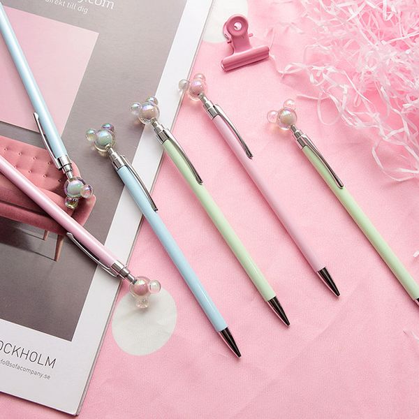 

24 pcs/lot bear cartoon bead mechanical pencil student pencil automatic pen for kid school office supply escolar papelaria