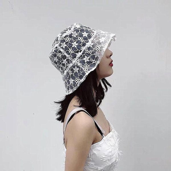 

new casual lace korean version of the hollow fisherman hat women's sun hat, Blue;gray