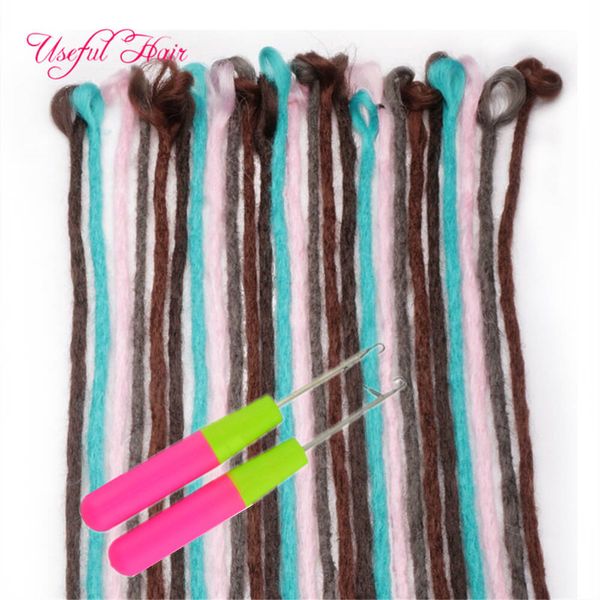Dread Hair Ribbons Falso Sujo Africano Pequeno Africano Dreadlocks cor corda conectada com gradiente headwear trança sintética de cabelo rosa