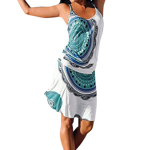 

summer women dress vintage mandala print sleeveless mini dress elegant ladies dresses summer clothes for women, Black;gray