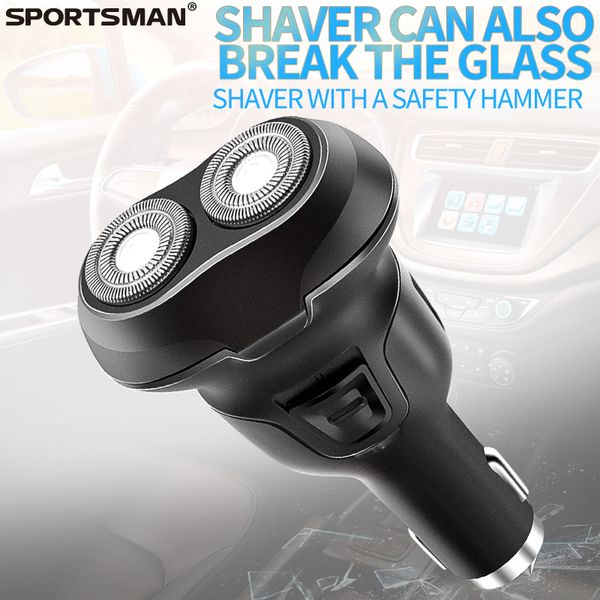 

electric shaver hair epilator rechargeable twin blade car charger electric razor vehicle-mounted safety hammer man shaver 12-24v