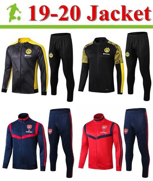 

19 20 borussia dortmund tracksuit jacket set long sleeve training suit 2019 2020 borussia dortmund football clothes, Black;red