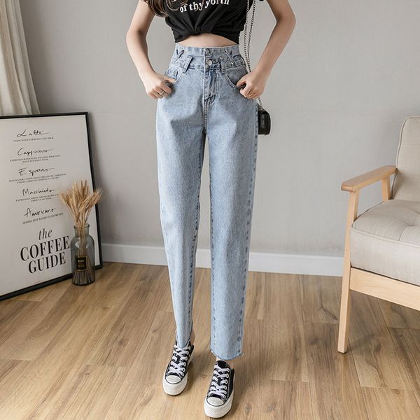 

high waist 9/10 length hem denim capri pants cropped jeans for women s  l xl 2xl, Blue