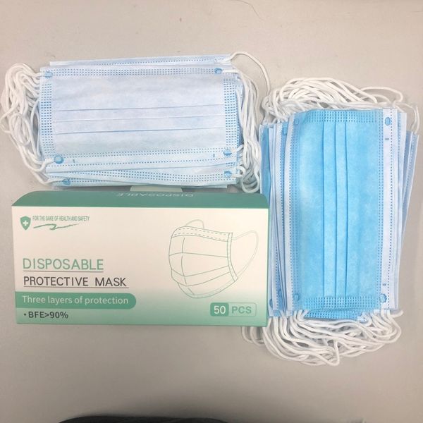 

disposable face masks 3 layers earrings dust mask cover non-woven dust designer masks soft and breathable with box