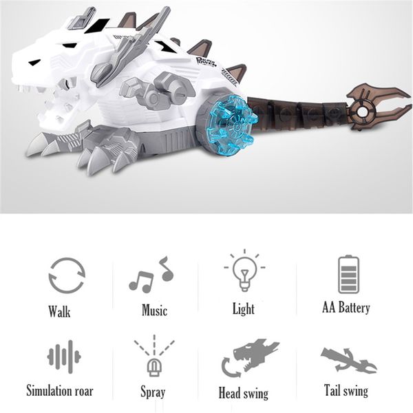 

electric mechanical spray dinosaur light music walking smart robot toys kid gift