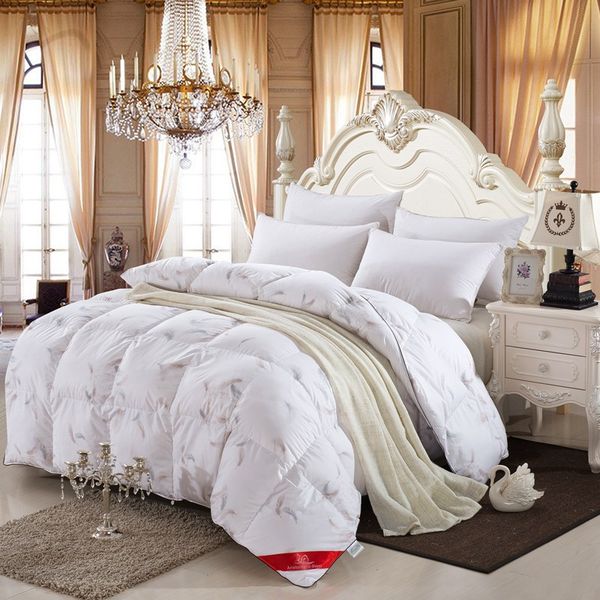 

king size 220x240cm 4kg goose down winter quilt comforter blanket duvet filling feather printed 100% cotton outer cover