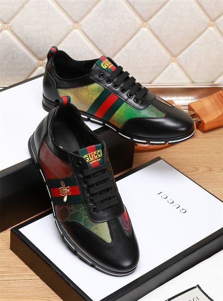 

8 louis vuitton gucci brand luxury men casual leather walking sports trainer sneaker running shoes with box a053, Black
