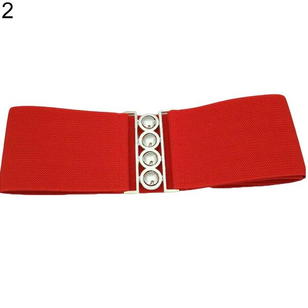 

women fashion cinch buckle wide stretch elastic waist belt corset waistband, Black;brown
