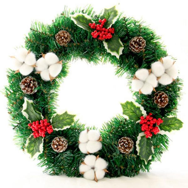 

30/40/50cm christmas cotton pine cones wreath decoration for home new year gift hanging tree ornaments garland party supplies