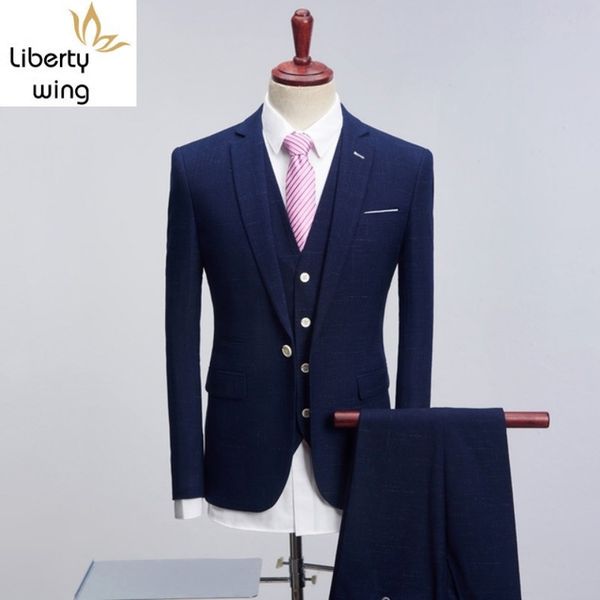 

2020 бренд жених свадьба мужчины slim fit черный синий плед костюмы мужская мода мужской бизнес платье формальный роскошный костюм смокинг, White;black
