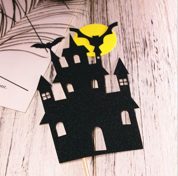 

хэллоуин тема торт топпер украшения черный замок ужасов банкет украшения праздничные атрибуты