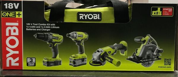 

Ryobi 18v 4 tool combo kit r18ck4c 242 drill driver aw grinder bnb