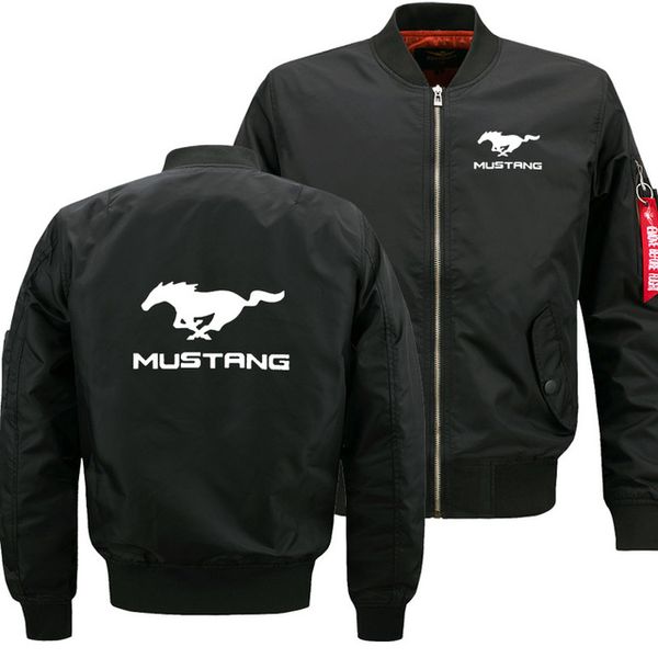 

mens flying jacket wintter warm slim fit pilot jacket men mustang car logo sweatshirt hip hop harajuku male clothing mu, Black;brown