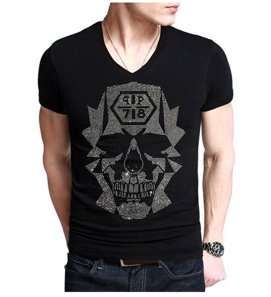 

mens designer t shirts mens clothing summer casual shirts for men street wear crew neck skull short sleeve plus size s-5xl, White;black