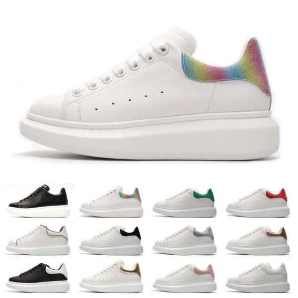 

Designer 3M reflective white black leather casual shoes for girl women men pink gold red fashion comfortable flat sneakers size36-44