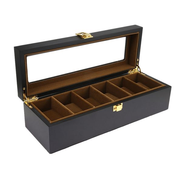 

6 plaid wooden watch box jewelry display storage storage box jewelry display watch, Black;blue