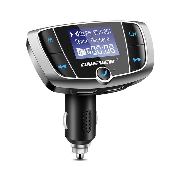 

car bluetooth fm transmitter car kit with 3.4a dual usb charger voltmeter dc 12-24v
