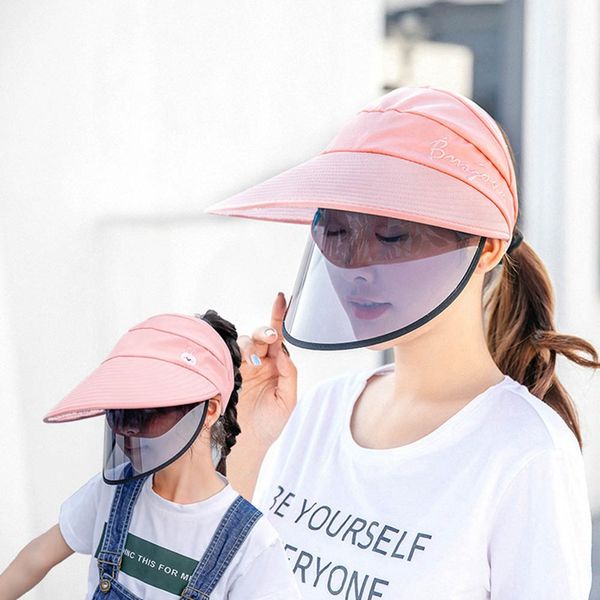 

fisherman cap protective transparent cover saliva-proof dustproof sun visor hat prevents saliva hat for adults and kids, Blue;gray