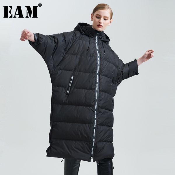 

eam] loose fit big size oversize pocket down jacket new stand long sleeve warm women parkas fashion autumn winter 2019 1a381, Black