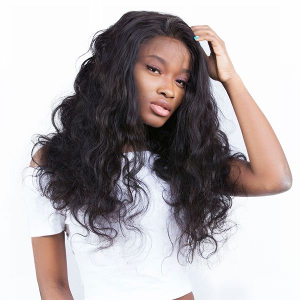 

human hair wigs 360 lace frontal wig pre plucked with baby 150% density brazilian front body wave honey queen remy, Black