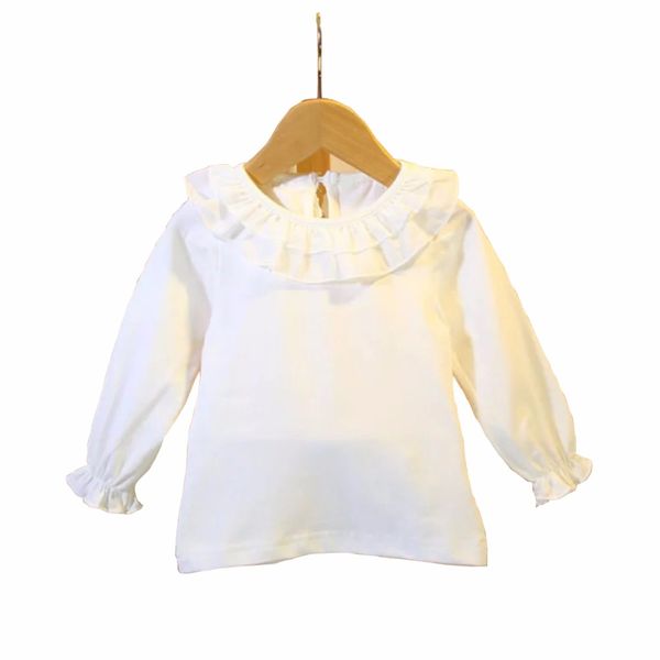 

fashion baby girl cotton long sleeve infant blouse ruffle collar shirts white 0-3y dq956, White;black