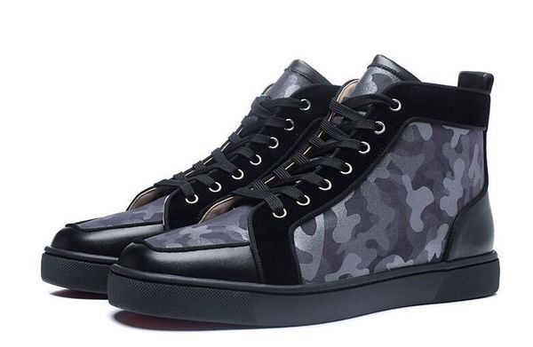 

high hococal quality spikes high bottom pik pik studded sneakers shoes luxury designer flat casual red sole autumn winter casual, Black