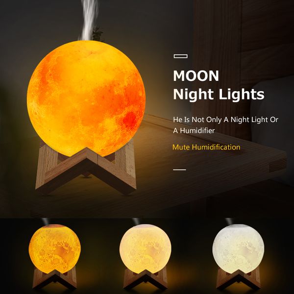 

ultrasonic humidifier essential oil diffuser for aromatherapy 880ml 3d moon lamp light with usb mist purifier