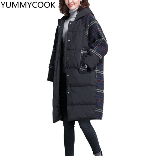 

winter large size cotton women' medium long coat korean version new loose casual thickening hooded long-sleeved women' coat f352, Black