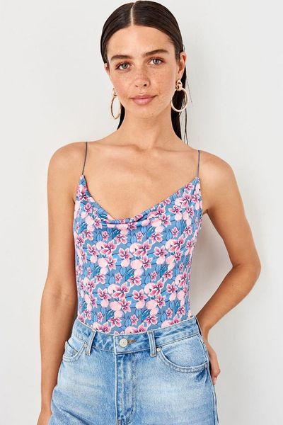 

trendyol lilac flower patterned knitted body twoss19lj0346, White