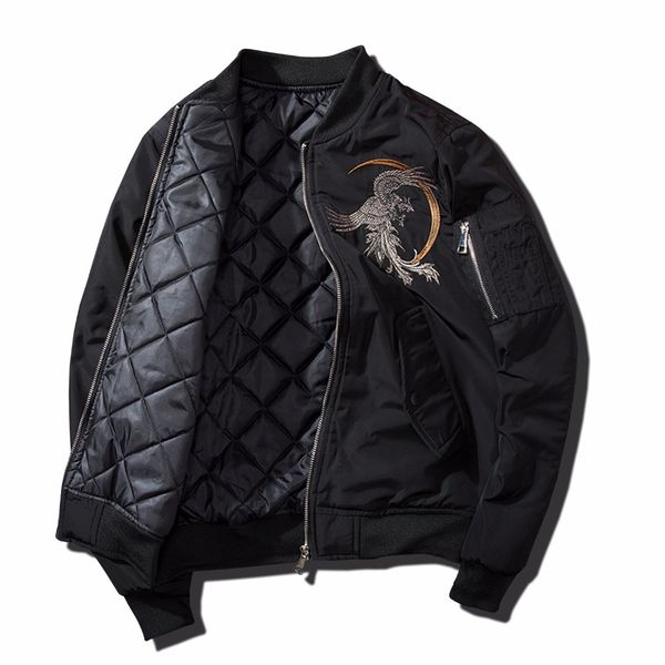 

men jackets 2018 embroidery coat men sukajan yokosuka souvenir jacket fashion youth bomber jackets streetwear baseball uniform, Black;brown