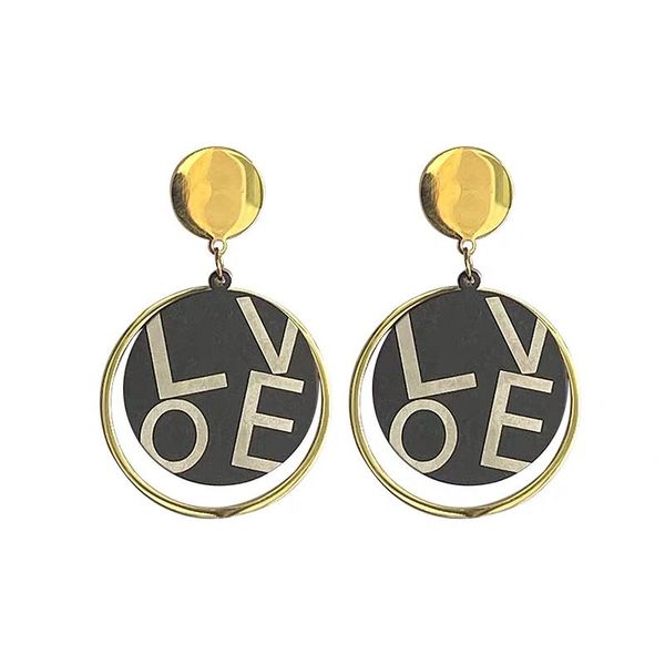 

круглый круг золото любовное письмо роскошь дизайнер ювелирных изделий orecchini мотаться высокого качества партии способа шику серьги для ж, Golden