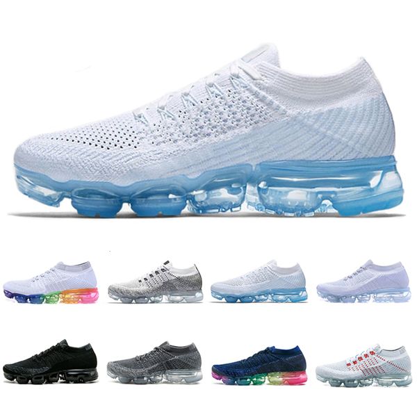 

fashion running shoes mens womens colorful triple white black grey blue knitting trainers designer outdoor sneakers 36-45