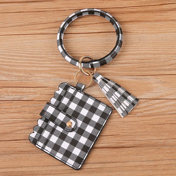 

dhl wholesale 2020 trendy id credit cards holder wristlet tassel keychains personalized leopard plaid olives wallet keychain 7264991, Black