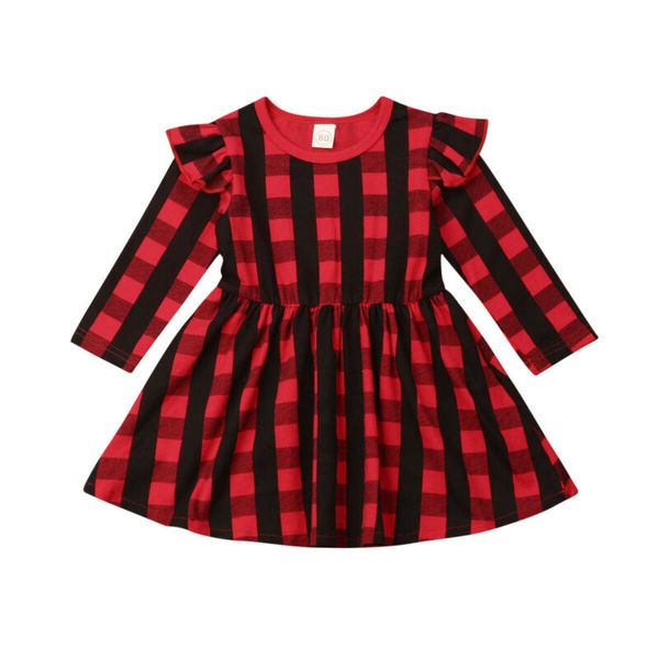 

toddler girl christmas dress clothes princess party red plaid tutu dresses xmas holiday suit, Red;yellow