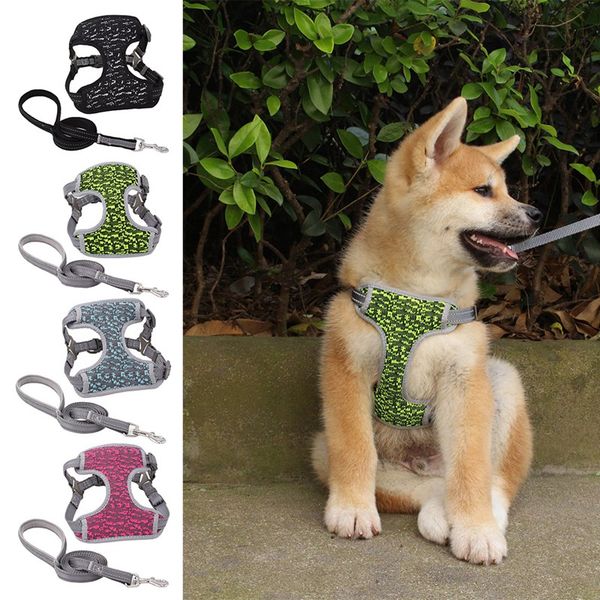 

pet harness vest setdog canvas strap vest and reflective traction rope for small medium large dog pet accessories