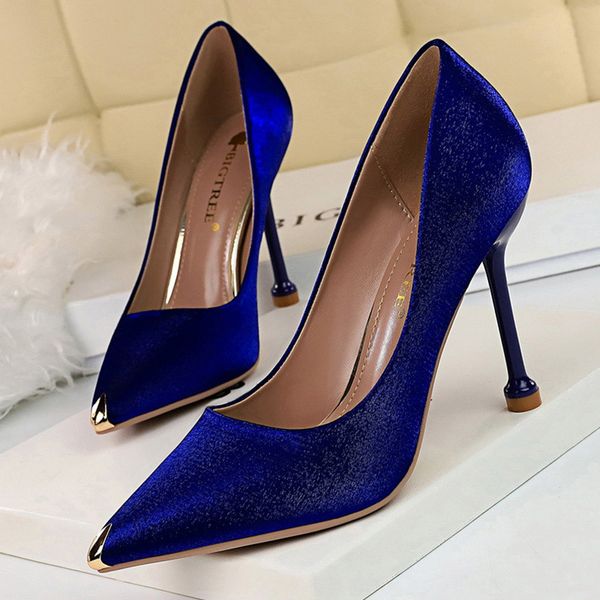 

new high heels women pumps wedding shoes women heels ladies shoes stiletto pointed metal thin classic pumps, Black